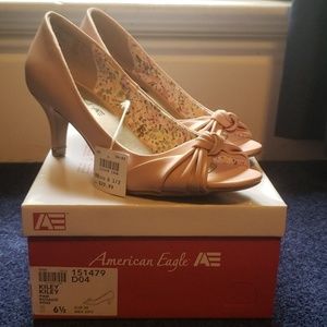 Open toe pink kitten heel